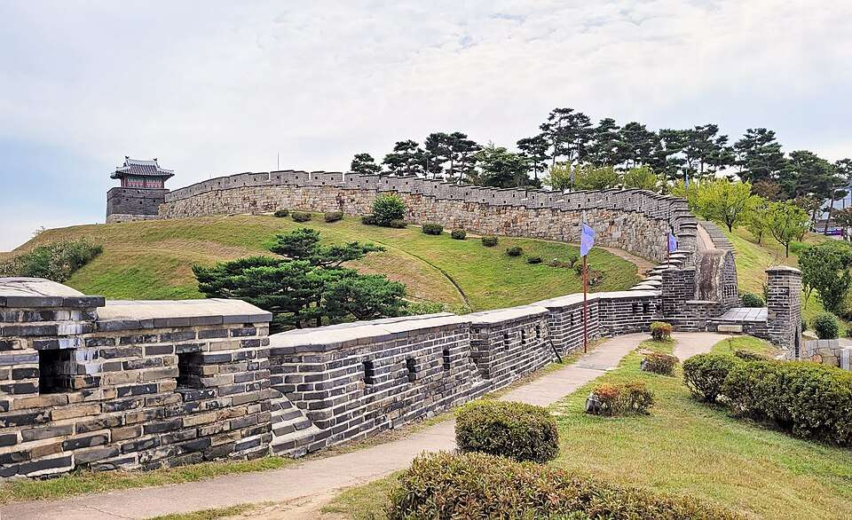 The walls of Hwaseong Fortress, Suwon